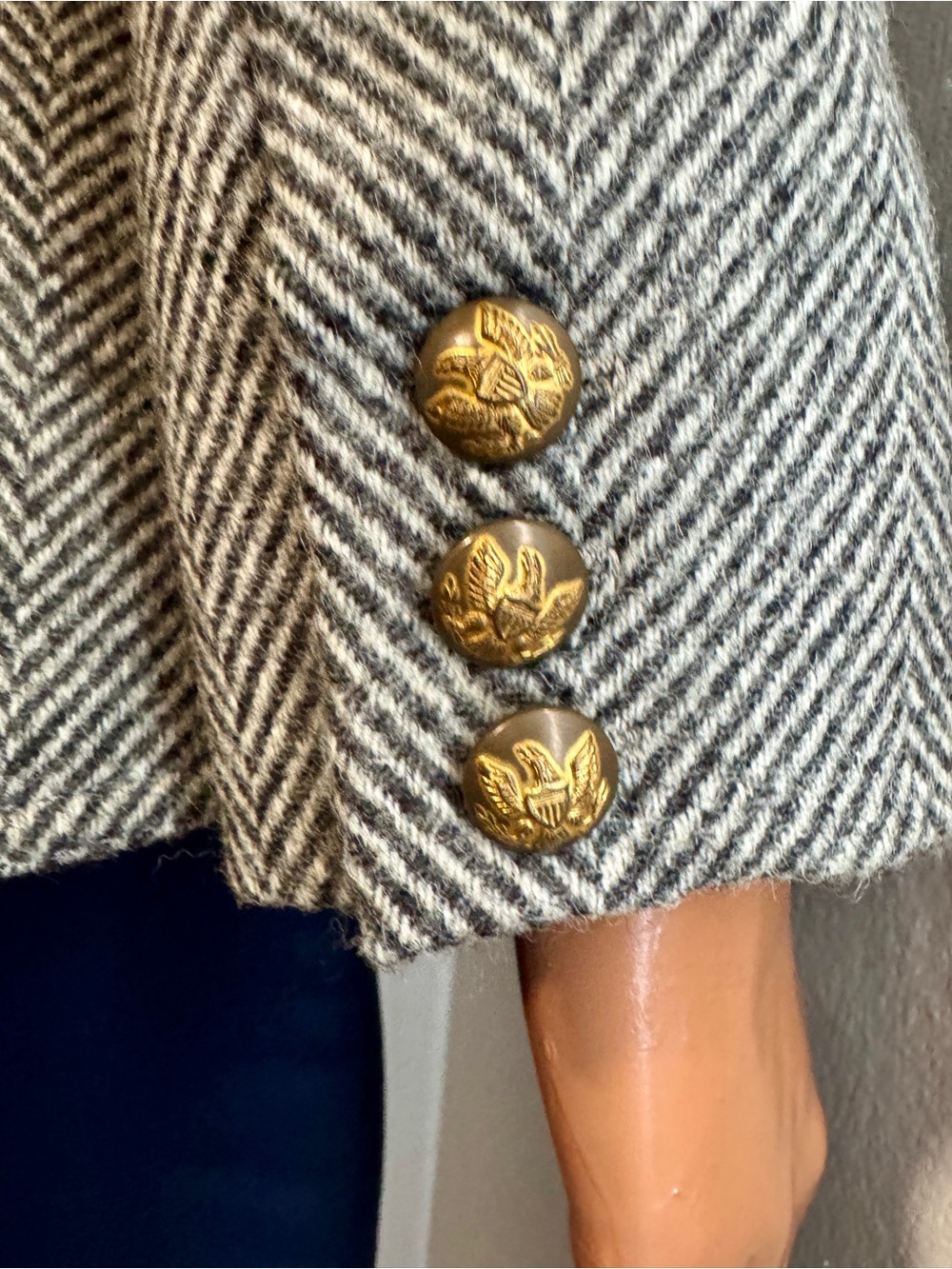 Smythe Rifle-Patch Equestrian Blazer Grey Herringbone 2 XS - Picture 12 of 12